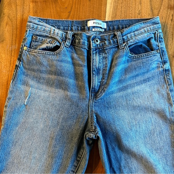 PISTOLA Woman's High Rise Distressed Cropped Jeans Raw Hem Denim  Size 29 - Picture 3 of 8